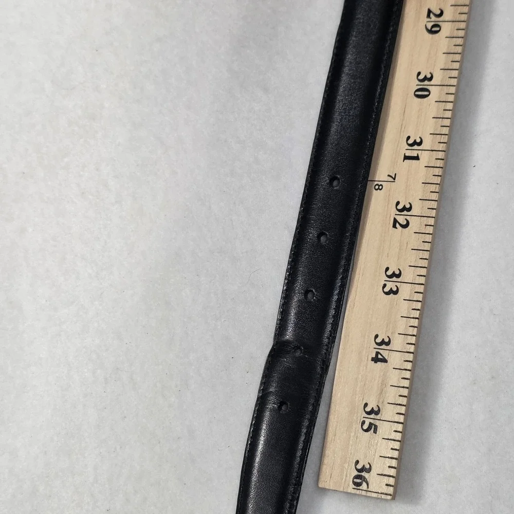 Vintage Johnston & Murphy French Calfskin Dress Belt Size 34 Black Brass USA